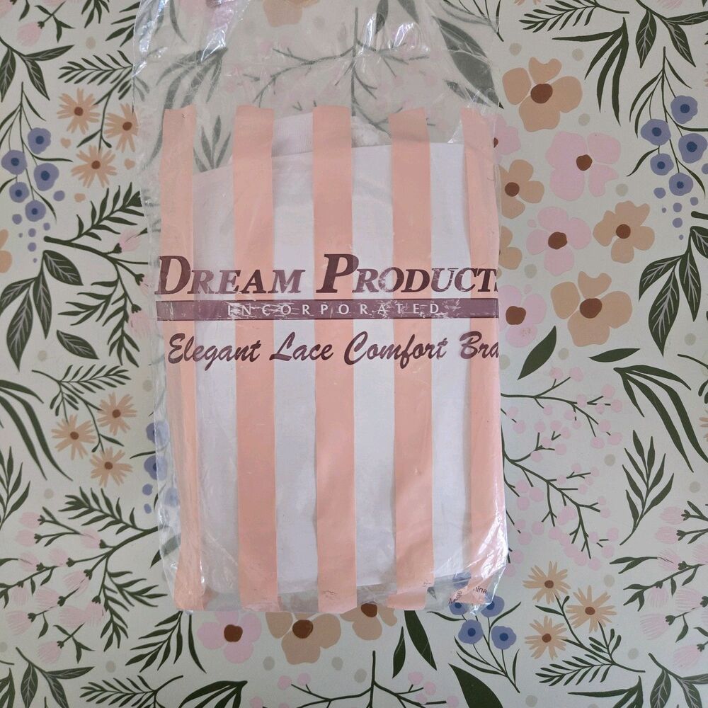 Vintage Dream Products Bra 36 Soft Stretch White Front Hook Nylon Wireless New